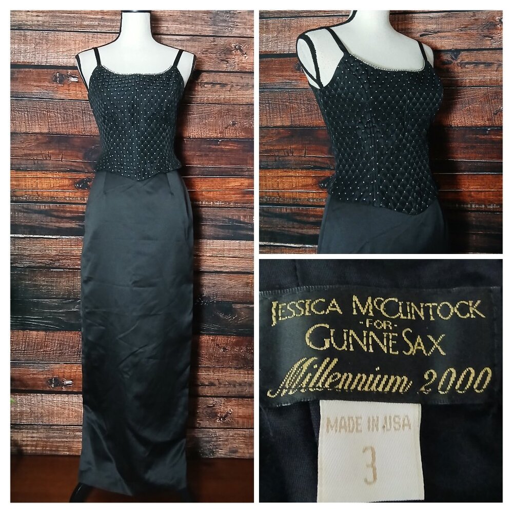 Jessica McClintock Gunne Sax 3 Vintage Maxi Dress Millennium 2000 Formal Gown
